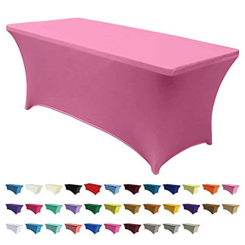 Tovaglie rettangolari in spandex elasticizzato rosa 4ft/48"L x 24"W x 30"H in poliestere per tavoli pieghevoli