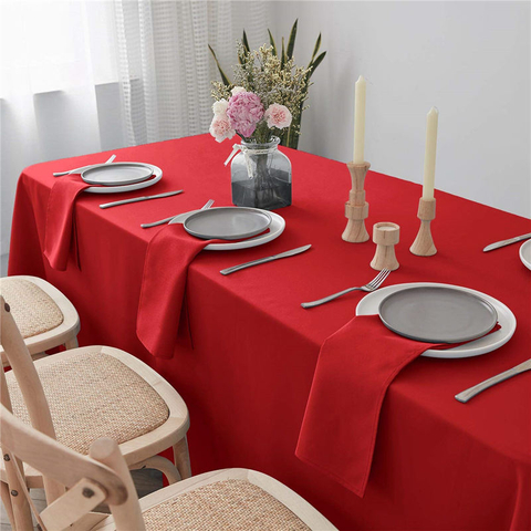 Tovaglia rettangolare per tavolo da pranzo rosso puro 90x156 pollici 100% poliestere senza rughe per ristorante