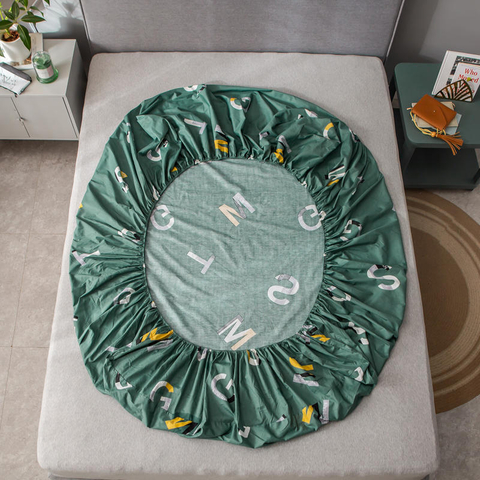 Set di biancheria da letto con stampa verde in tessuto spazzolato di cotone morbido lenzuolo con angoli