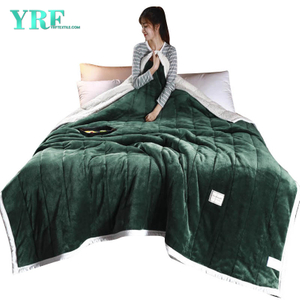 Coperta in pile per letto king size verde scuro stile semplice ultra morbida