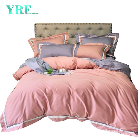 Biancheria da letto matrimoniale deluxe di qualità superiore confortevole rosa 4 pezzi in puro cotone