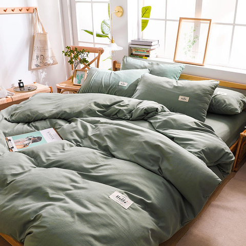 Lenzuolo in cotone per letto singolo 3 pezzi verde dormitorio delle truppe