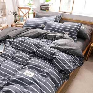 Set biancheria da letto in tessuto di cotone con letto king size all'ingrosso 4 pezzi a righe