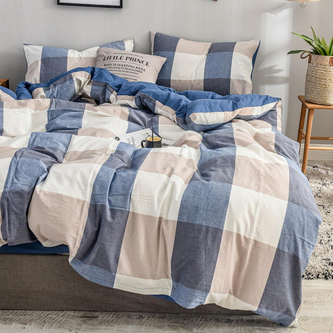 Set di lenzuola in cotone per la casa Biancheria da letto in stile semplice Plaid all'ingrosso