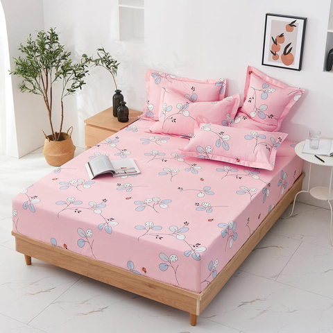 Set biancheria da letto stampata rosa chiaro con lenzuolo con angoli all'ingrosso tasche profonde