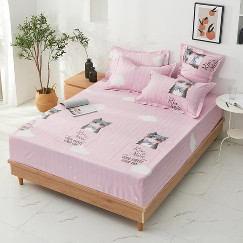 Set di biancheria da letto con stampa gatto, facile da indossare, lenzuolo inferiore con angoli morbidi